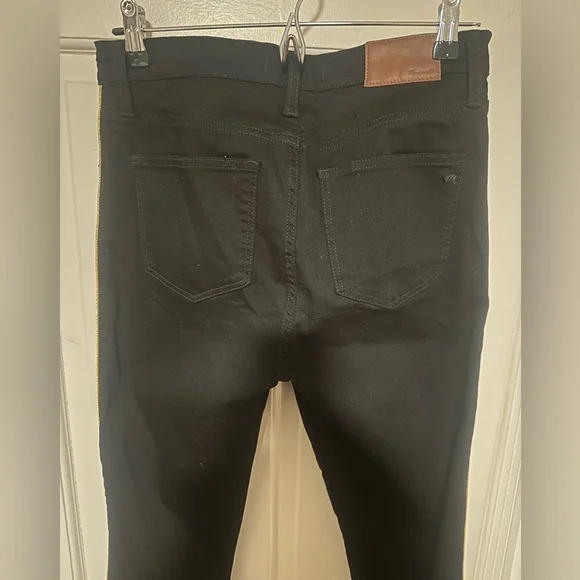 Madewell skinny black jean w/gold trim sz 28 tall - Picture 2 of 6
